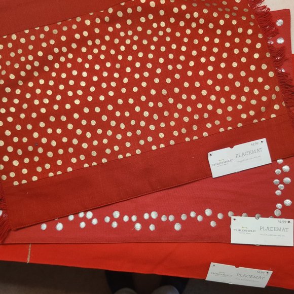 Threshold Red and Gold Table Placemats - Set of 3 - Picture 9 of 9